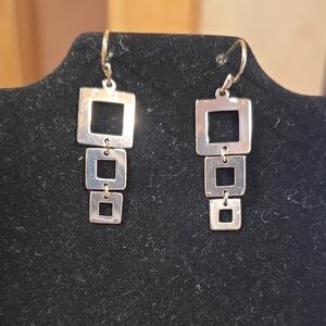 .925 Elegant Silver Geometric Earrings